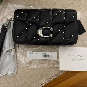 New coach quilted tabby wristlet with crystal rivets